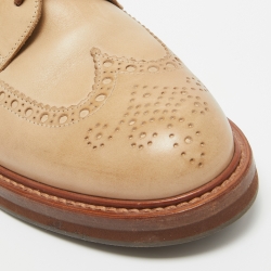 Brunello Cucinelli Light Brown Leather Lace Up Oxfords Size 40.5