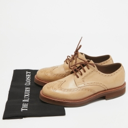 Brunello Cucinelli Light Brown Leather Lace Up Oxfords Size 40.5