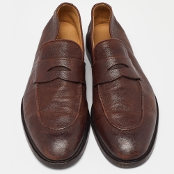 Pre Owned Brunello Cucinelli Brown Leather Penny Slip On Loafers Size 42
