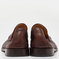 Pre Owned Brunello Cucinelli Brown Leather Penny Slip On Loafers Size 42