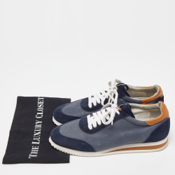 Brunello Cucinelli Blue/Tan Suede and Leather Low Top Sneakers Size 42
