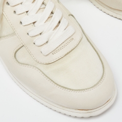 Pre Owned Brunello Cucinelli Beige Knit Fabric and Leather Low Top Sneakers Size 42