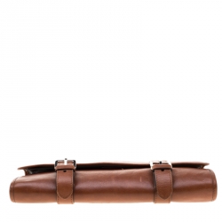 Pre Owned Brunello Cucinelli Brown Leather Hanging Wash Bag