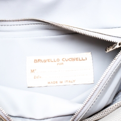 Pre Owned Brunello Cucinelli Brown Leather Hanging Wash Bag