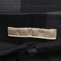 Burberry Brit Charcoal Grey Giant Check Cotton Button Down Shirt 3XL 