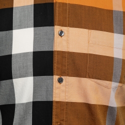 Pre Owned Burberry Brit Mustard Yellow Checked Cotton Button Down Shirt S