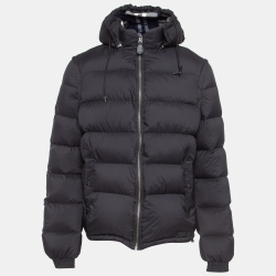 Burberry Brit Blue Synthetic Detachable Sleeve and Hood Puffer Jacket M