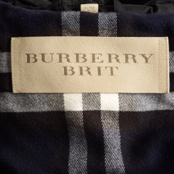Burberry Brit Blue Synthetic Detachable Sleeve and Hood Puffer Jacket M