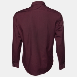 Pre Owned Burberry Brit Burgundy Cotton Long Sleeve Shirt M