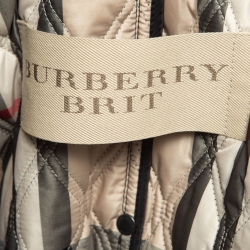 Pre Owned Burberry Black Synthetic Quilted Detachable Hood Jacket S