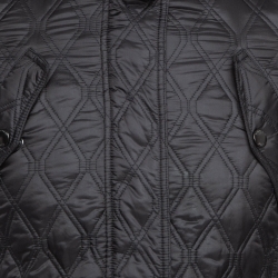 Pre Owned Burberry Black Synthetic Quilted Detachable Hood Jacket S