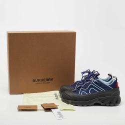 Pre Owned Burberry Navy Blue/Black Nylon and Rubber Arthur Low Top Sneakers Size 41