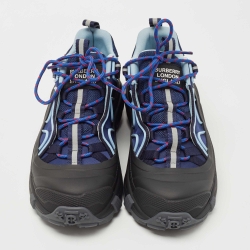 Pre Owned Burberry Navy Blue/Black Nylon and Rubber Arthur Low Top Sneakers Size 41