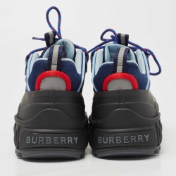Pre Owned Burberry Navy Blue/Black Nylon and Rubber Arthur Low Top Sneakers Size 41