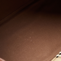 Pre Owned Burberry Brown/Beige Haymarket Coated Canvas and Leather Duffle Bag