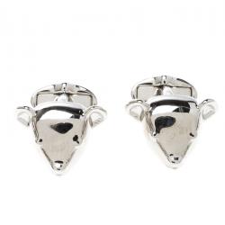 Burberry Teddy Bear Head Silver Tone Cufflinks