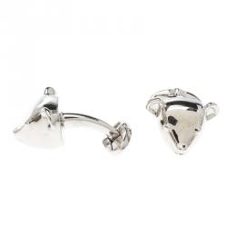 Burberry Teddy Bear Head Silver Tone Cufflinks