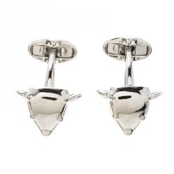 Burberry Teddy Bear Head Silver Tone Cufflinks