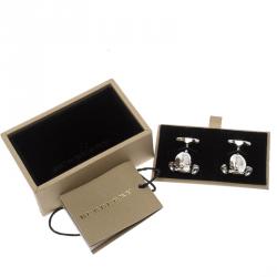 Burberry Teddy Bear Head Silver Tone Cufflinks