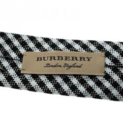 Pre Owned Burberry Monochrome Gingham Checked Stanfield Skinny Tie