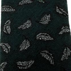 Pre Owned Burberry London Green Embroidered Leaf Motif Stanfield Skinny Tie