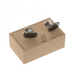 Burberry Novelty Crown Enamel Silver Tone Cufflinks