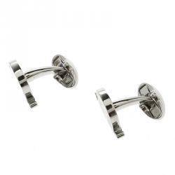 Pre Owned Burberry Black & White Enamel Silver Tone Cufflinks
