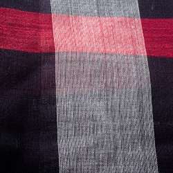 Pre Owned Burberry Navy Blue Wool and Silk Checked Fringed Edge Gauze Scarf