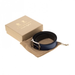 Pre Owned Burberry Blue Leather Reversible Belt 105cm