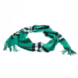 Burberry Emerald Green Classic Novacheck Cashmere Muffler