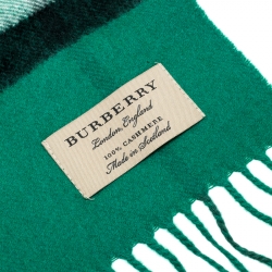 Burberry Emerald Green Classic Novacheck Cashmere Muffler