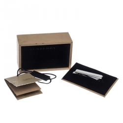 Pre Owned Burberry Silver Tone Mother of Pearl Inlay Tie Bar