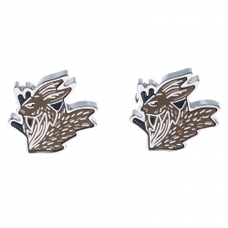 Burberry Hare Enamel Silver Tone Cufflinks 