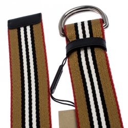 Pre Owned Burberry Multicolor Icon Stripe Canvas D-Ring Buckle Belt