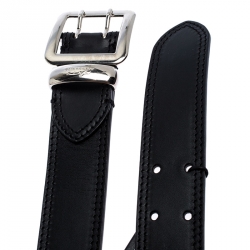 Pre Owned حزام بربري مورغان جلد أسود 90 سم