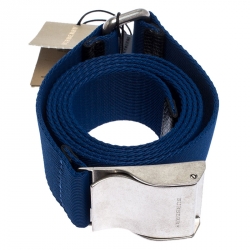 Pre Owned Burberry Blue Canvas Zach Buckle Belt 125 CM