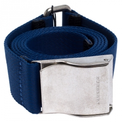 Pre Owned Burberry Blue Canvas Zach Buckle Belt 125 CM