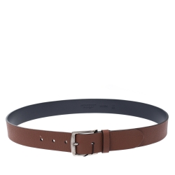 Pre Owned Burberry Russet Brown Leather Gray 35 Belt 90CM