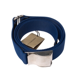 Pre Owned Burberry Blue Canvas Zach Webbing Belt 90CM