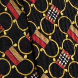 Pre Owned Burberry Black Archive Scarf Print Silk Slim Tie