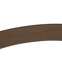 Pre Owned Burberry Black Topstitched Leather Buckle Belt 105CM