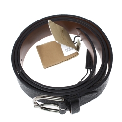 Pre Owned Burberry Black Leather Alex Buckle Belt 100CM