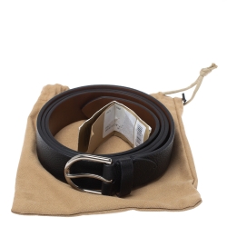 Pre Owned Burberry Black Leather Alex Buckle Belt 100CM