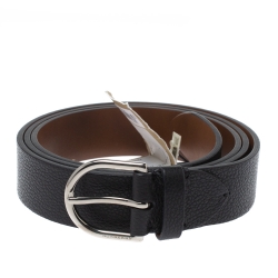 Pre Owned Burberry Black Leather Alex Buckle Belt 100CM