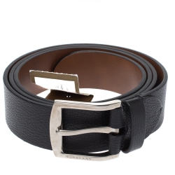 مملوكة مسبقًا Burberry Black Leather Joe Buckle Belt 105CM