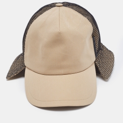 Pre Owned Burberry Beige Cotton & Mesh Trucker Bucket Hat M