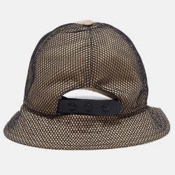 Pre Owned Burberry Beige Cotton & Mesh Trucker Bucket Hat M