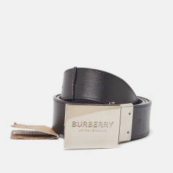 مملوكة مسبقًا Burberry Blue/Black London Check Coated Canvas and Leather Ble Plague Reversible Belt 85 CM