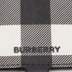 Burberry Black Check PVC and Leather ID Lanyard