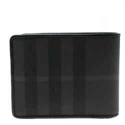 Burberry Black Beat Check Coated Canvas Bifold Wallet